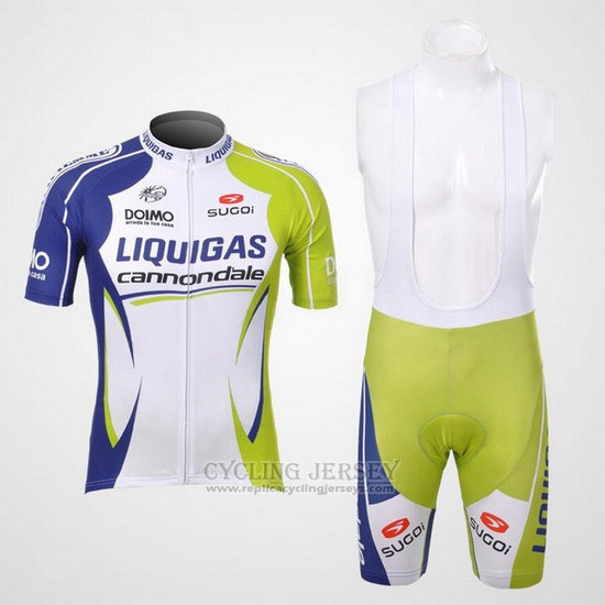 2012 Cycling Jersey Liquigas Cannondale Green and White Short Sleeve and Bib Short